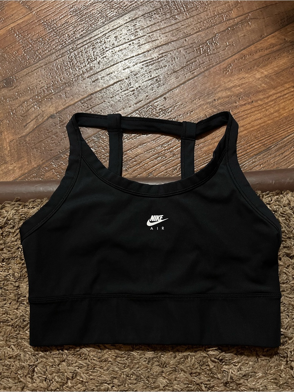 Nike Air Longline Black Sports Bra; light/medium support (doesn’t have padding)